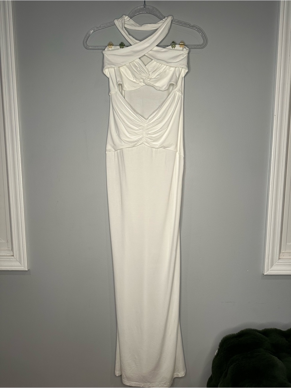 SHEIN White Cross-Front Cutout Maxi Dress